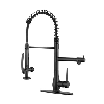 Matte Black Commercial Kitchen Sink Faucet with Pull Down Sprayer