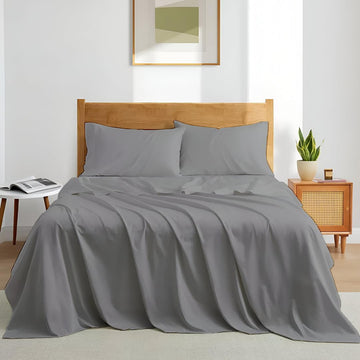 Full XL Size Bed Sheets Set - Luxury 338 Thread Count 100% Egyptian Cotton Sateen, Cooling Sheets, Deep Pockets with