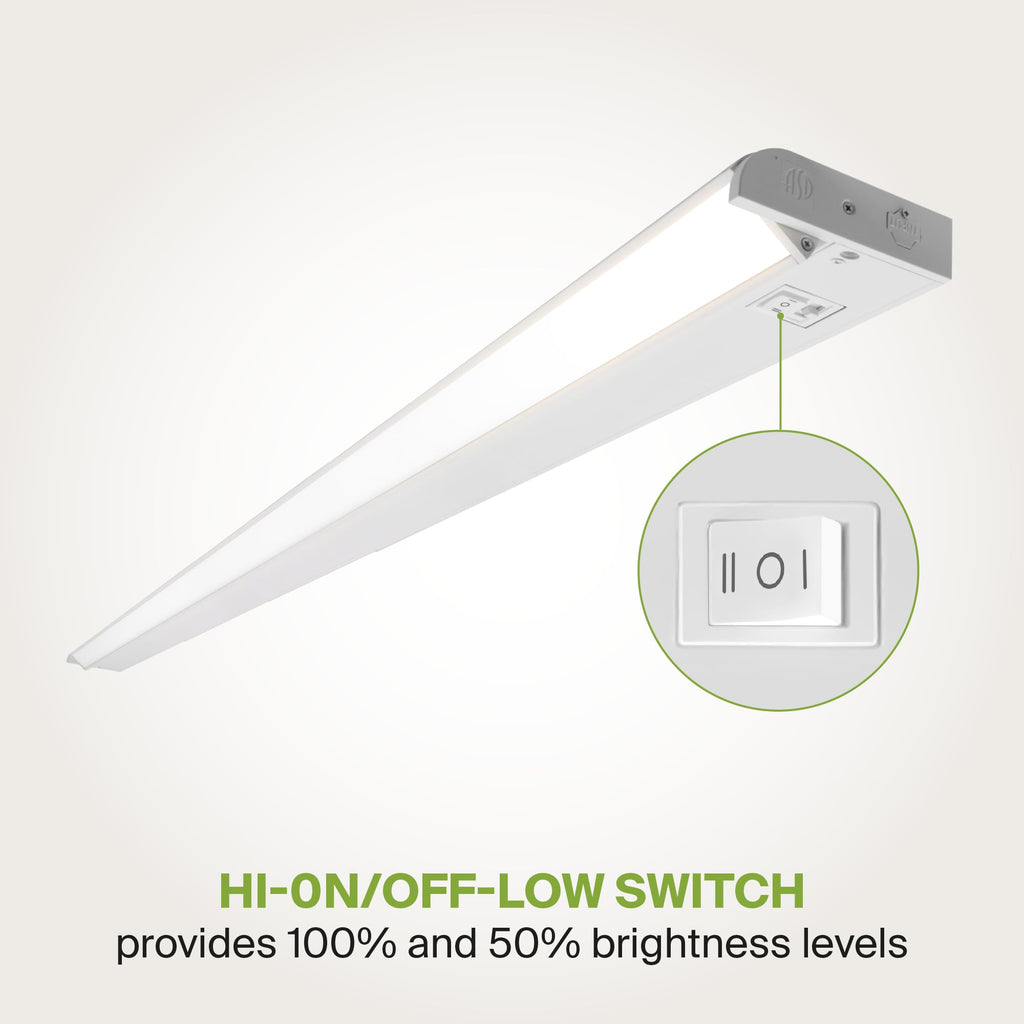 White Swivel LED Under Cabinet Light, 48 Inch 24W, Plug in/Hardwired