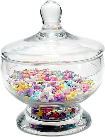 Clear Glass Apothecary Jar with Lid, Pedestal Base, Decorative Storage Jars Candy Buffet Container (Style A)