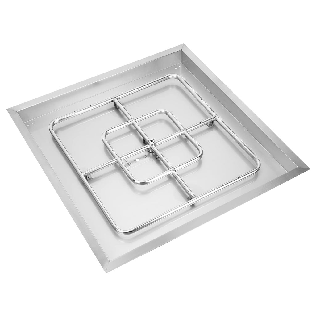 36" Square Fire Pit Flat Pan with Burner Ring, 435, 000 BTU