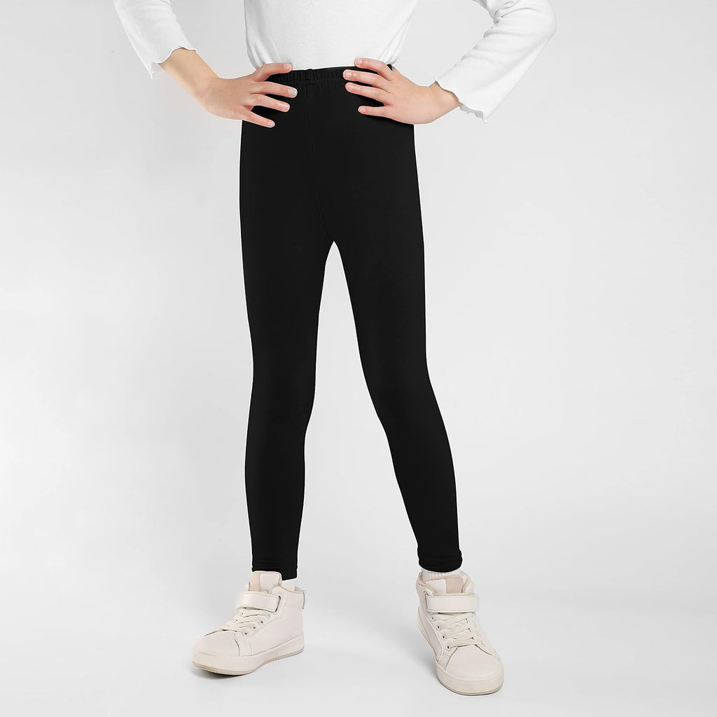 Girls Leggings Full Length Stretchy Pants Cotton Kids Footless