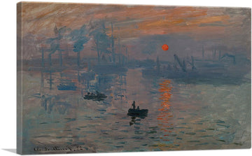 Impression Sunrise Canvas Art Print Stretched Framed Painting Picture Poster Giclee Wall Decor by Claude Monet - 60"