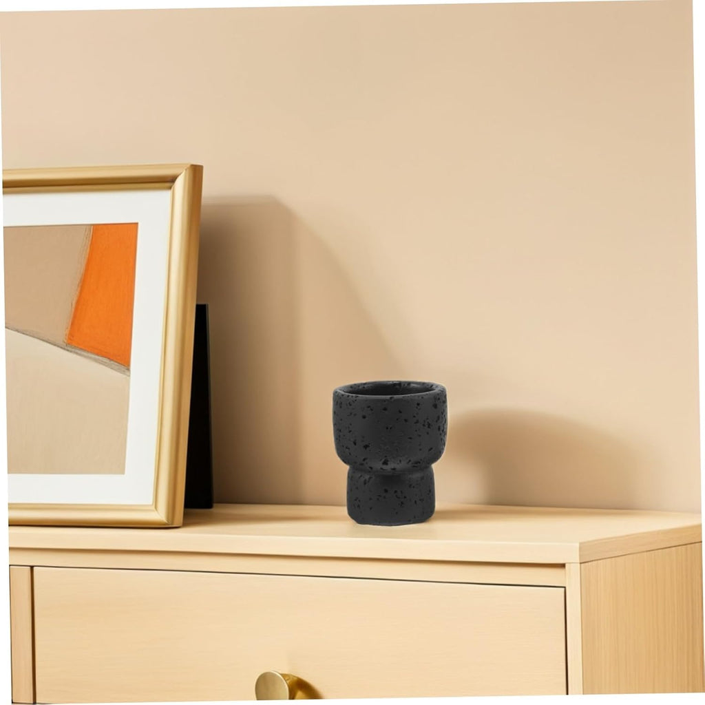 Cement Match Striker Jar for Match Boxes Decorative Weather Resistant Black Jar with Rustic Artistic Style