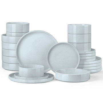 Dinnerware sets, 24 Piece Plates and Bowls, Stoneware Kitchen Dinner Dish Set for 6, Ceramic Speckled Dinnerware with