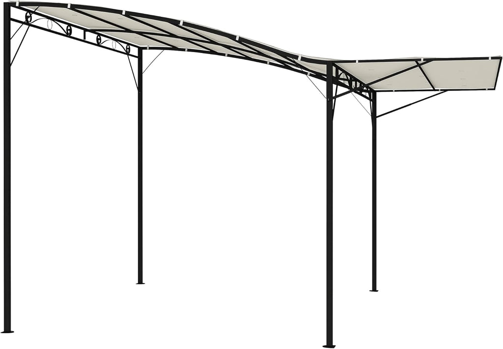 10' x 8' Outdoor Pergola and Patio Gazebo, Extendable Side Awning, Sun Shade Shelter for Garden, Camper, Deck, Doors and Windows, Cream White