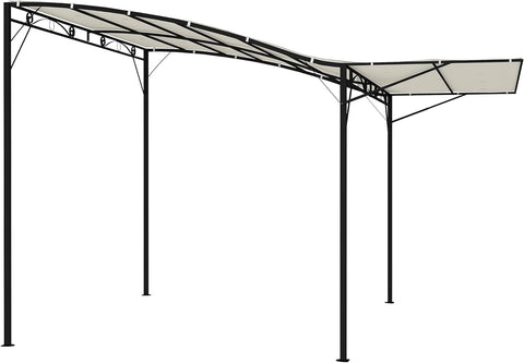 10' x 8' Outdoor Pergola and Patio Gazebo, Extendable Side Awning, Sun Shade Shelter for Garden, Camper, Deck, Doors and Windows, Cream White