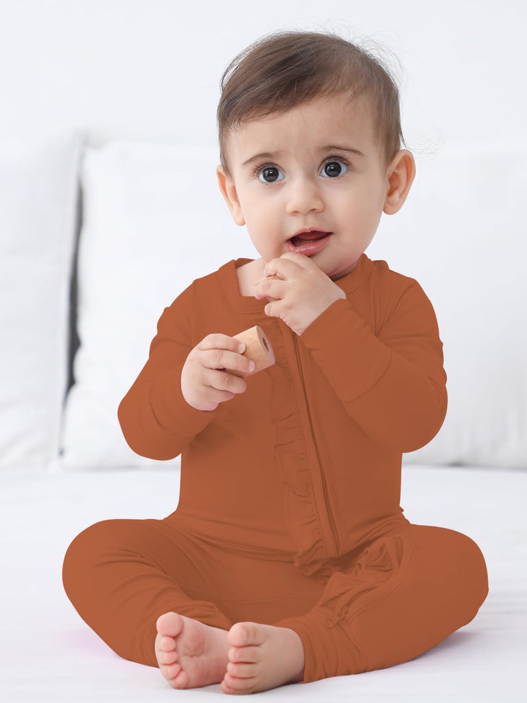 Baby Rayon of Bamboo Long Sleeve Double Zipper Footless Romper Newborn