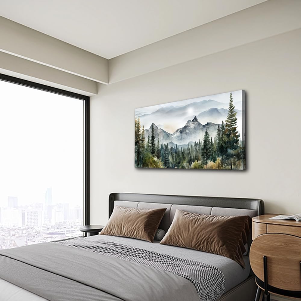 Abstract Mountain Landscape Canvas Art - Modern Wall Decor - Stretched & Framed, Ready To Hang