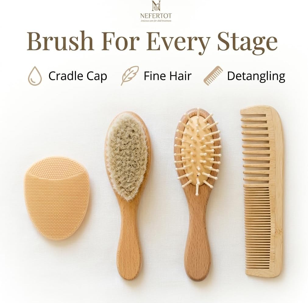 Hair Brush & Cradle Cap Brush, Newborn Grooming Kit