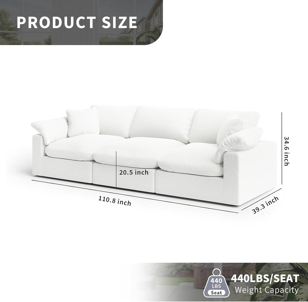 Cloud Modular Sectional Sofa, Oversized Convertible Modular Cloud Couch, Down Feather Filled Sectional Sofa Comfy Upholstered Deep Seat Couches for Living Room, Sofa Covers Washable & Replaceable A124-B0DJ7B9137