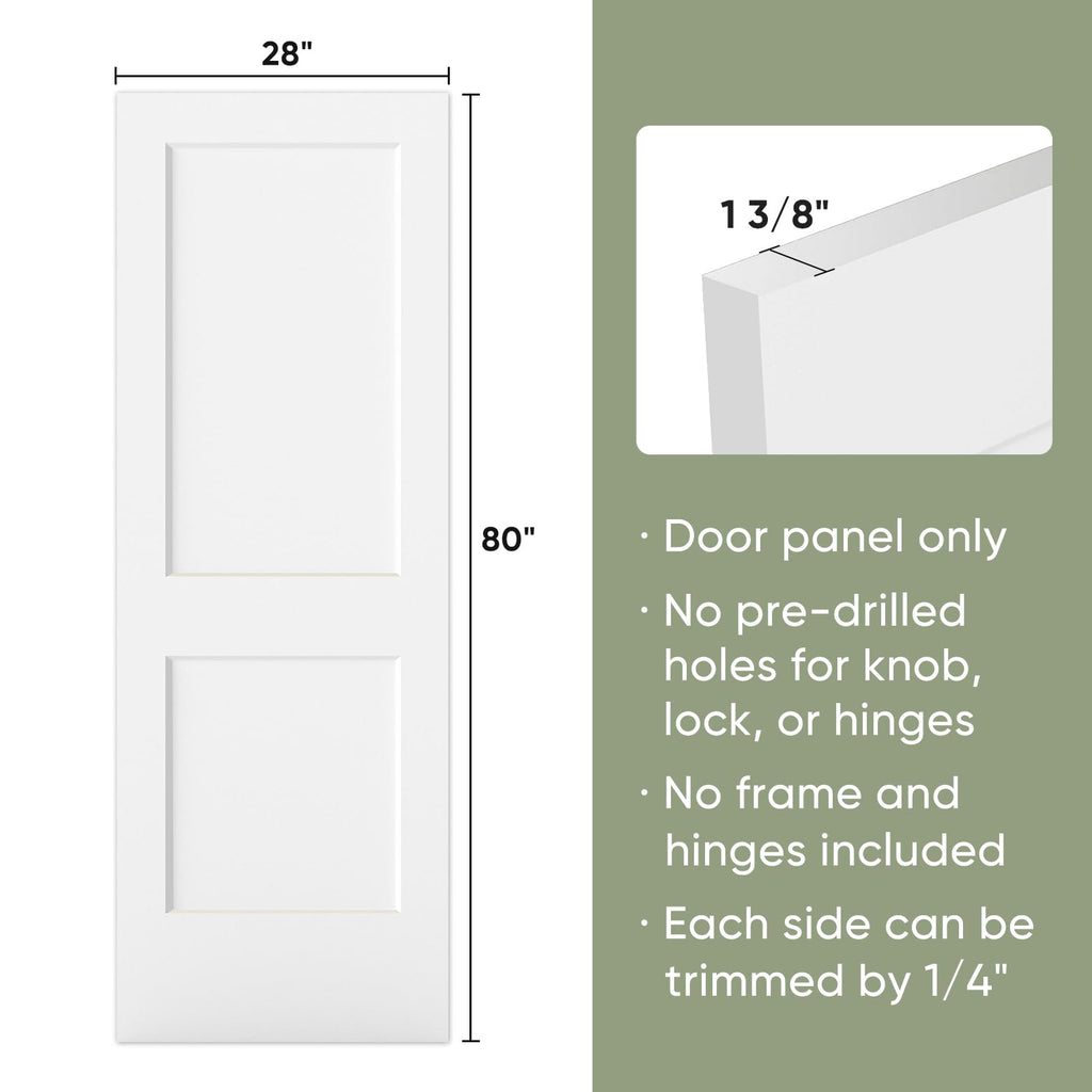 28x80 in 2-Panel White Primed Interior Door Panel