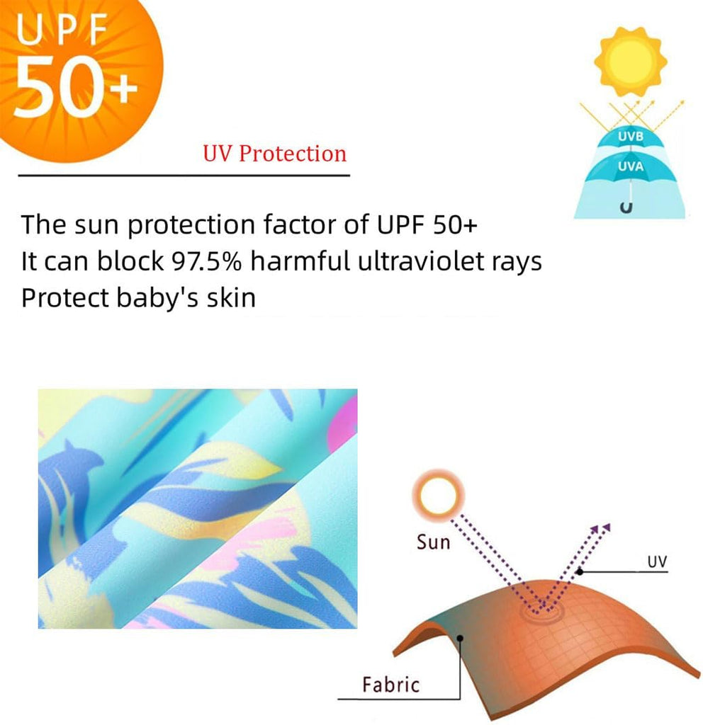 Girls Long Sleeve Rash Guard One Piece Swimsuits with UV Protection