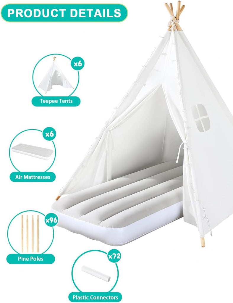 Teepee Tent for Kids Sleepover Party, Indoor Girls Slumber Party