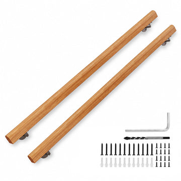 8FT Solid Wood Stair Handrail for Indoor Stairs, Outdoors Stair Railings, Sturdy Wall Mounted Non-Slip Safety Design