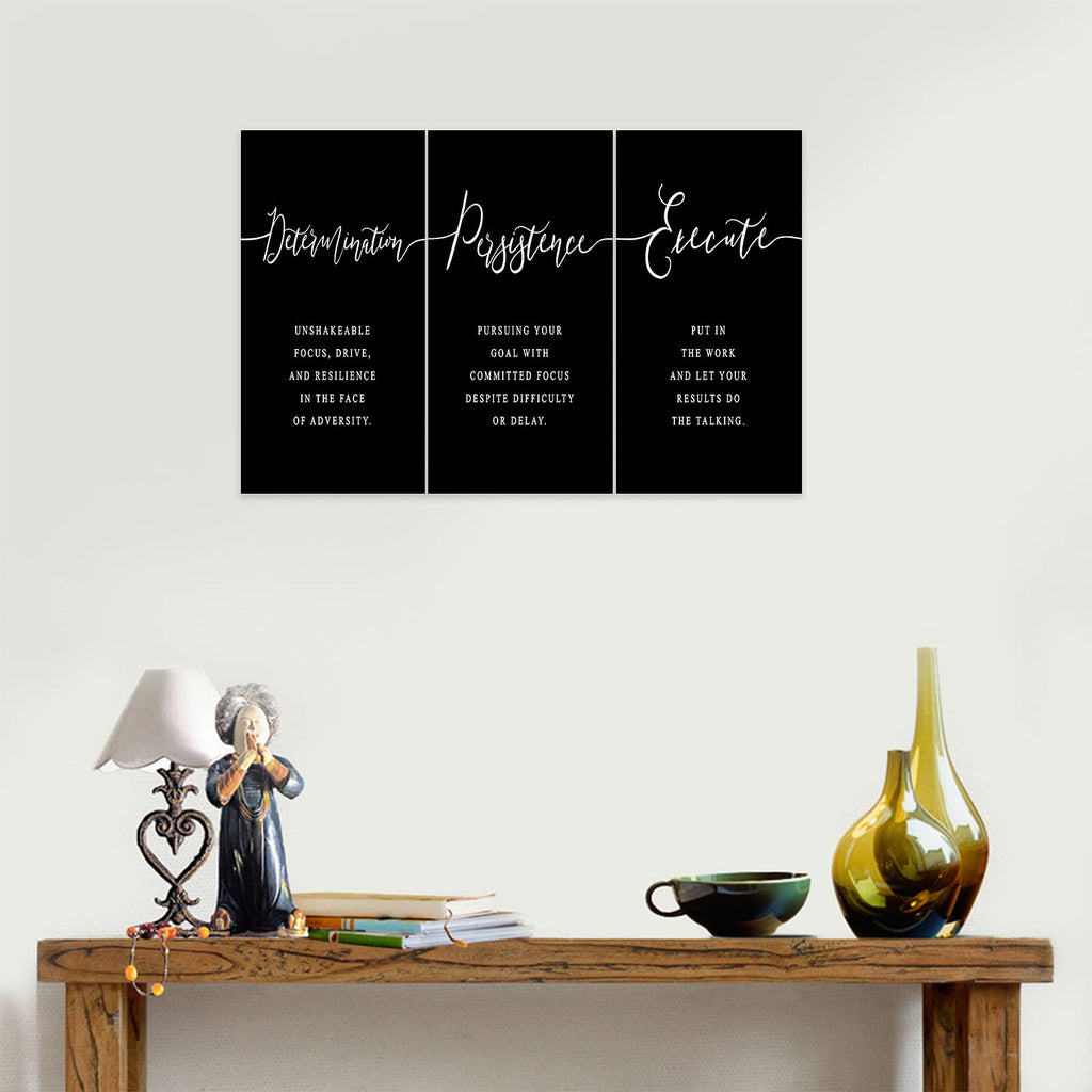 3 Piece Inspirational Wall Art, Black Background Sayings Print Pictures, Quote Motivational Canvas Art for Women Men