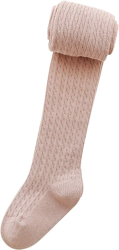 Knit Baby Girls Tights: Cable Knit Cotton Warm Footed Leggings