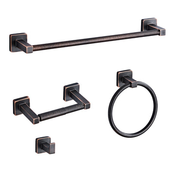 Bathroom Hardware Set 4 Pieces, Oil Rubbed Bronze Towel Bar Set Stainless Steel Wall Mounted, Includes 16In Hand Towel