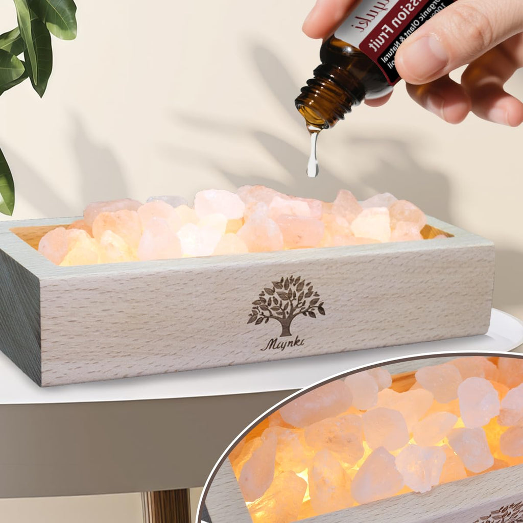Himalayan Pink Salt Lamp Diffuser with Wood Base