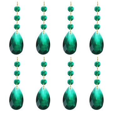 Teardrop Crystal Chandelier Pendants Beads, 8 Pack 100mm Length 38mm Chandelier Prisms Parts Ornaments Hanging Beads