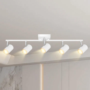 Track Lighting Fixtures Ceiling, 5 Light White Track Light with Rotatable Light Heads, Modern Track Lighting Fixtures