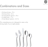 Modern Silverware Set, 18/10 Stainless Steel Flatware, Mirror Finish, Dishwasher Safe