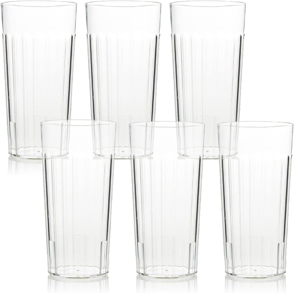 Arrow 30 oz Clear Plastic Tumblers - 6 pk - Break-Resistant Drinking Glasses Use - Dishwasher Safe - BPA Free - Made
