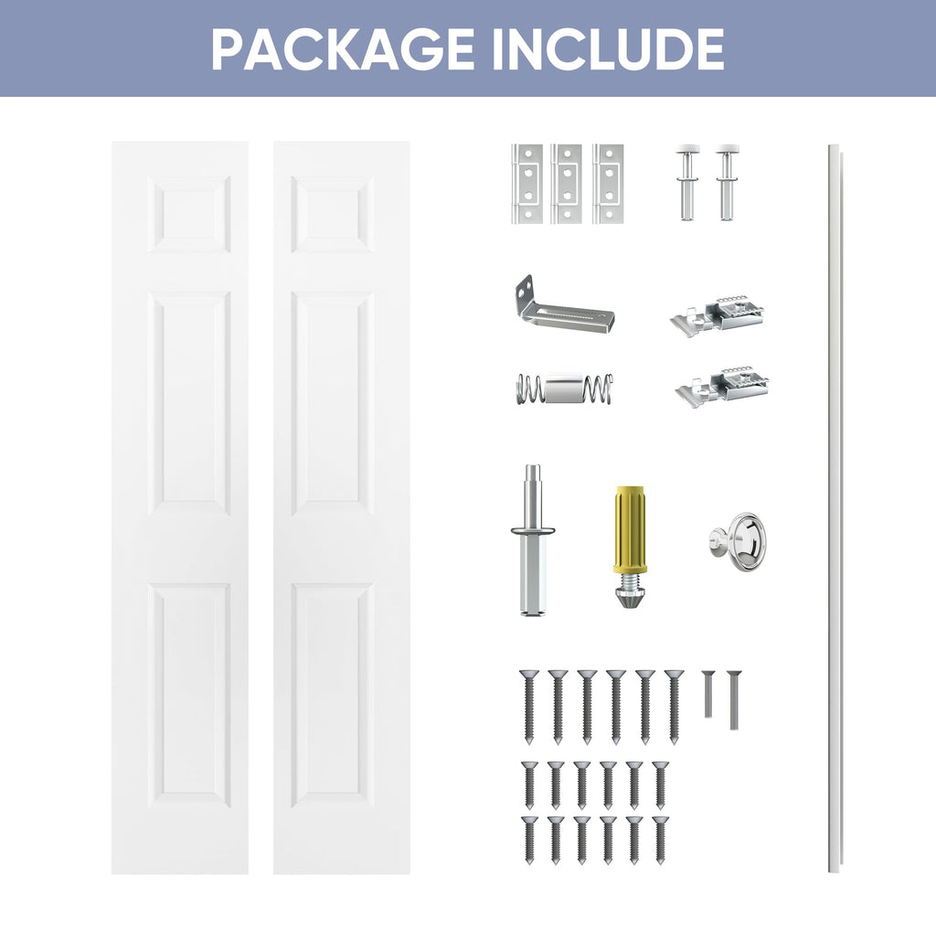 30 x 80 in. 6-Panel Bifold Door, Primed Hollow Core Closet Door