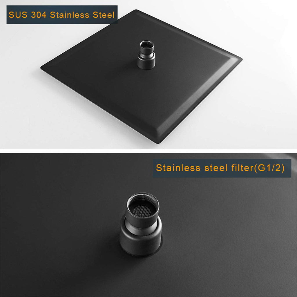 10 In Rain Shower Head High Pressure Rainfall Shower Head Matte Black