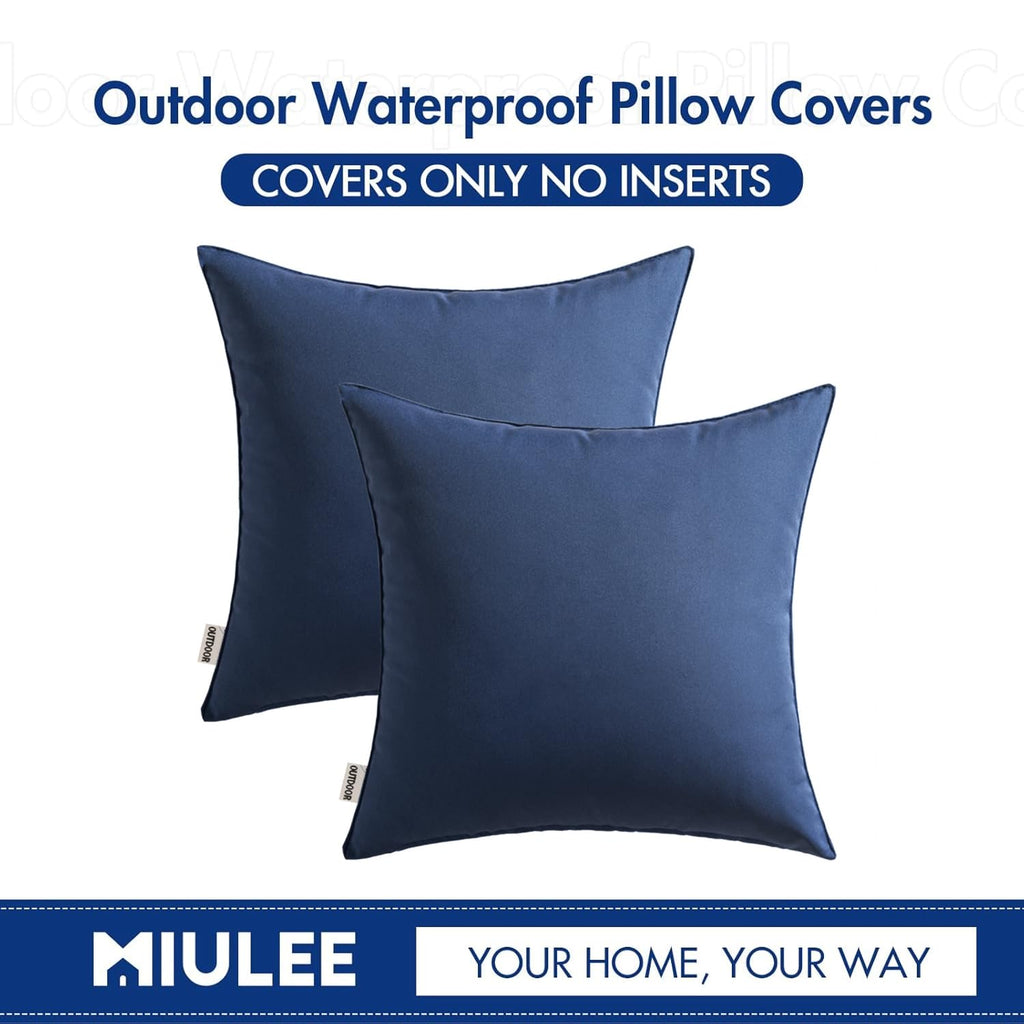 Decorative Outdoor Waterproof Pillow Covers 16x16 Navy Blue
