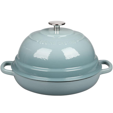 Enameled Cast Iron Dutch Oven Pot with Lid, Round Bread Oven made Sourdough Bread Baking, 6 Quart, Seasalt