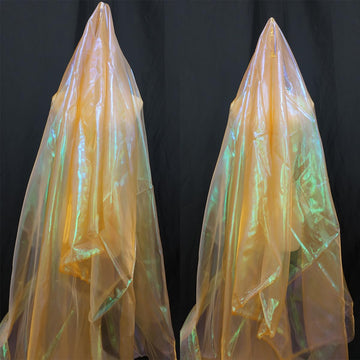 11 Yard Long 59" Wide Organza Lace Fabric - Magic Rainbow Laser Gradient, Iridescent Holographic for Wedding Dress