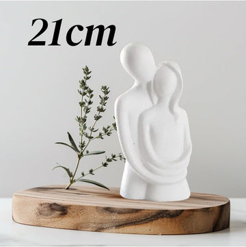Couple Figurine Decorative Object 8.27 in Height Modern Concrete Home Decor Accent Shelf Tabletop Gift - White