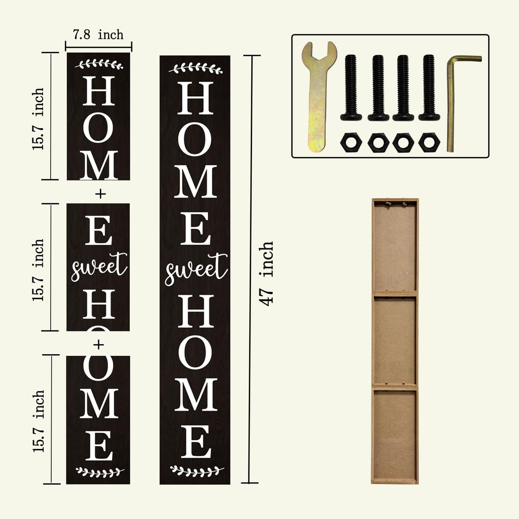 Sweet home wooden porch sign Vertical hanging decorations Welcome sign front door standing Decorative sign 47x7.8Inch