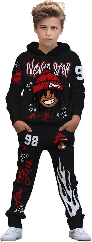 Boys' clothing sets, Piece Hoodie & Pants Outfits for Boys | Lightweight Non-Fleece Fall & Spring