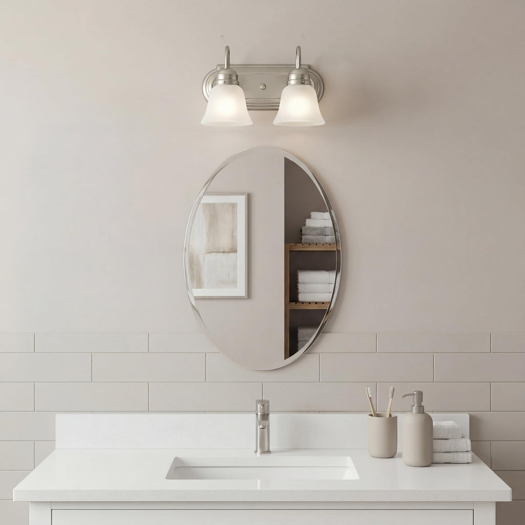 2-Light Bathroom Vanity Light, Brushed Nickel