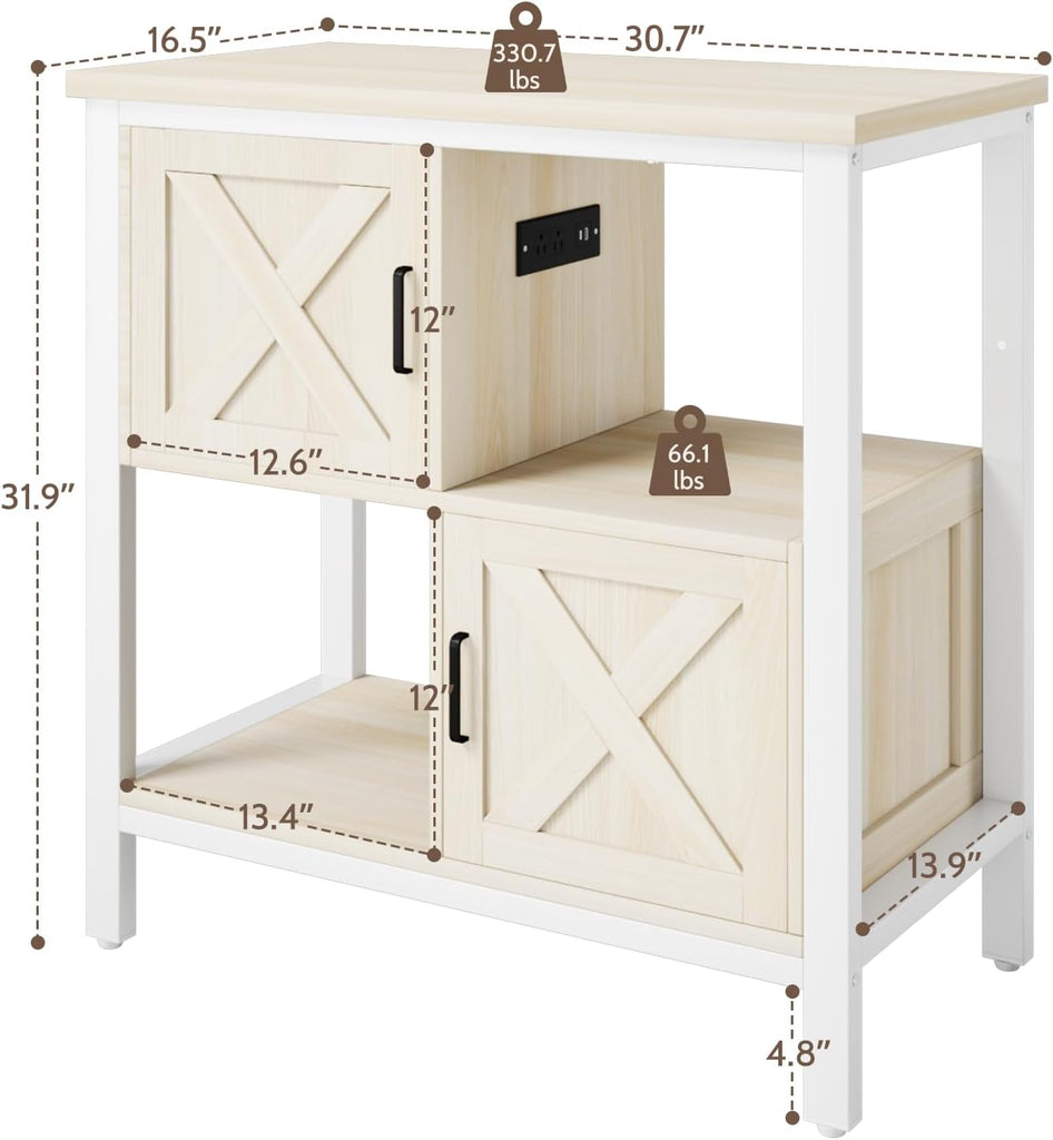 20-29 Gallon Fish Tank Stand with Power Outlet, Farmhouse Aquarium Stand with 2 Cabinets, 20 Gallon Fish Stand with 4