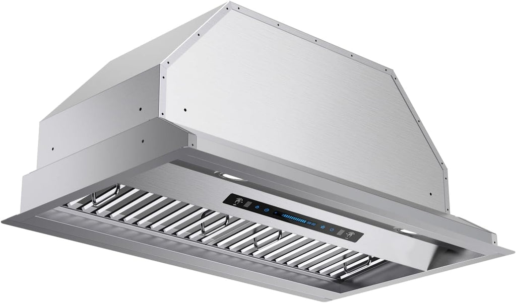30 Inch Stainless Steel Range Hood Insert 900 CFM 4 Speed Gesture, Touch & Remote Control Convertible Ducted/Ductless