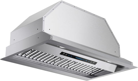 30 Inch Stainless Steel Range Hood Insert 900 CFM 4 Speed Gesture, Touch & Remote Control Convertible Ducted/Ductless