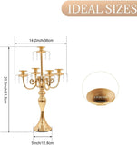 Candelabras Centerpieces for Tables, 20" Tall Candlestick Holder for Taper Candles, 5 Arm Crystal Candelabra Candle