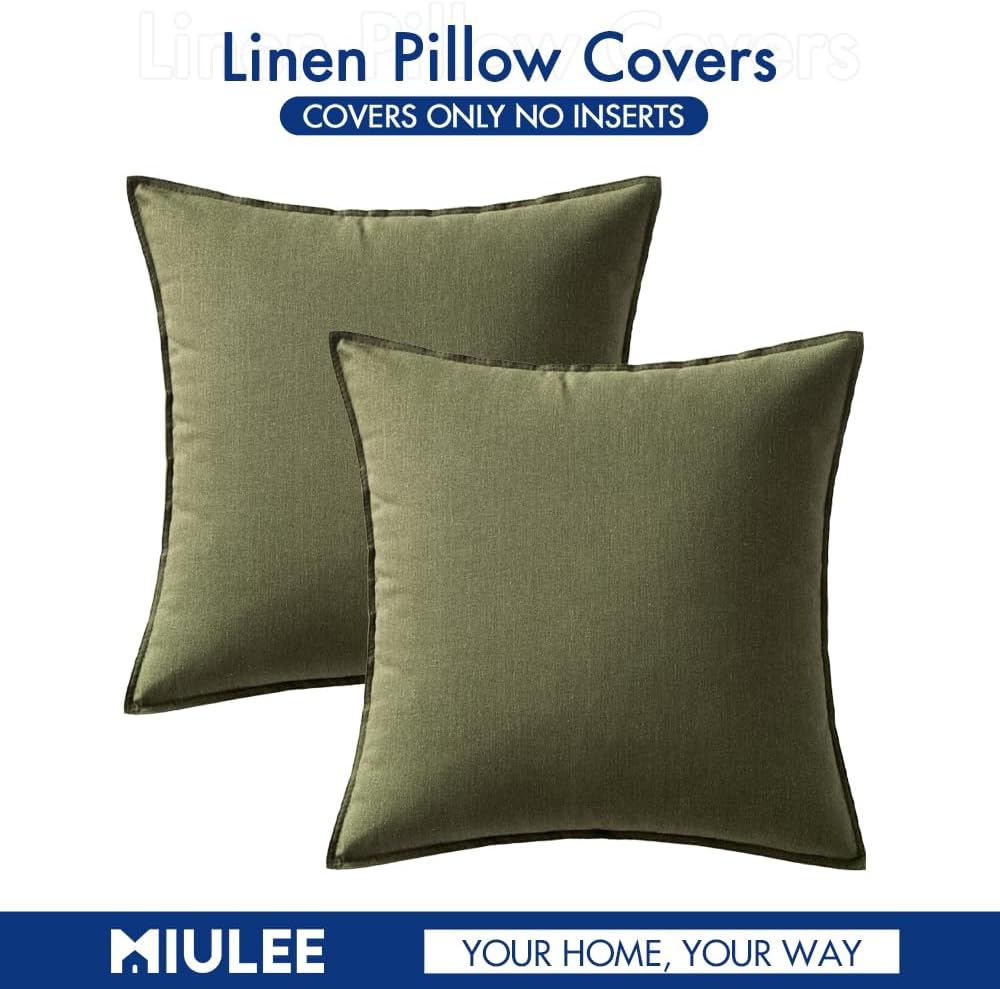 Pack of 2 Decorative Linen Pillow Covers Boho Farmhouse Modern Soft Spring Accent Throw Pillows Neutral Cushion