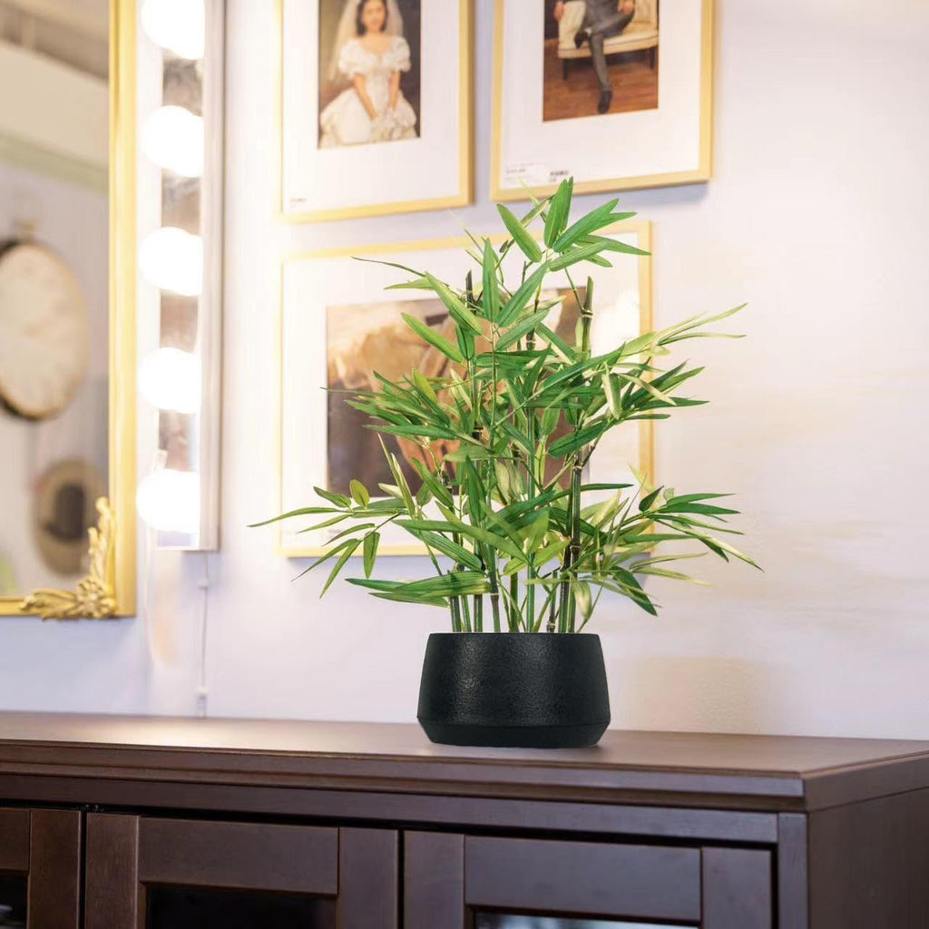 18-inch Tall Potted ARTIFICIAL Bamboo Plant (Black Pot) - Luxury Artificial Bamboo in black textures Pot , Counter