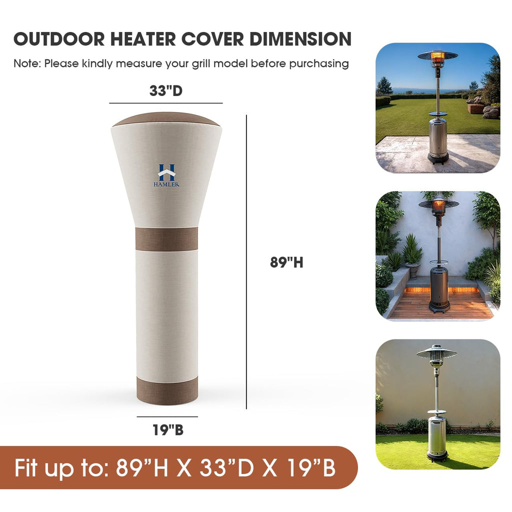 Patio Heater Covers, Outdoor Heater Covers Waterproof with Zipper, Outdoor Patio Heater Cover Fits up to 89"H x 33"W