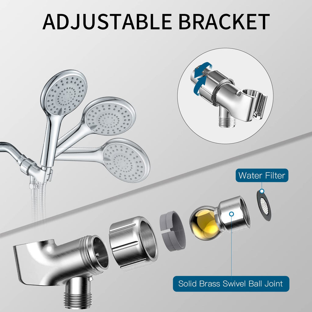 Hand Held Shower Head with Long Hose 5 Modes, Chrome