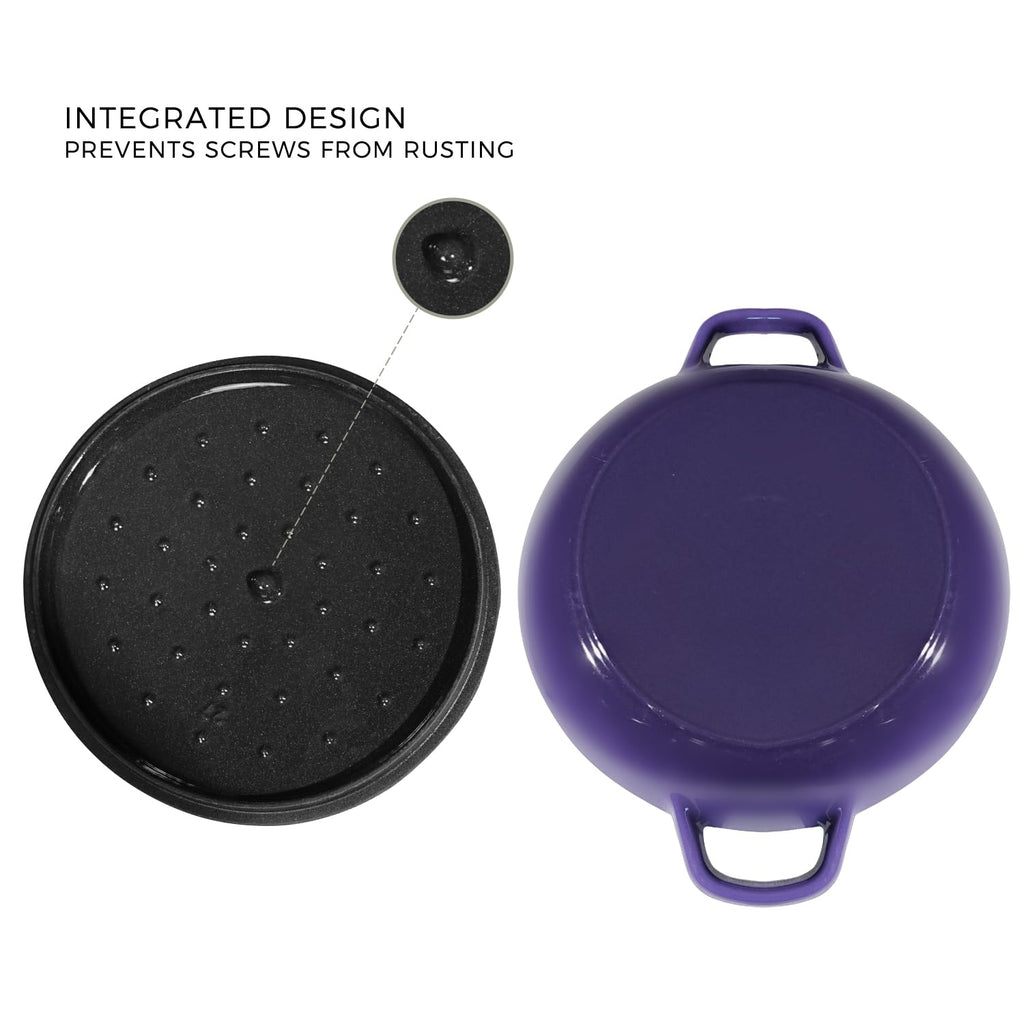 Braiser Enameled Cast Iron Braiser 3 QT, Cast Iron Braiser Pan with Lid for Bread Baking, Soup & One Pot Meals, Small