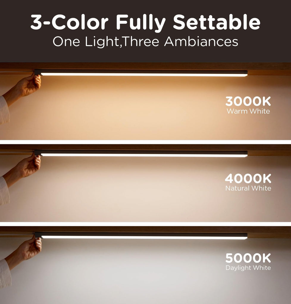 Under Cabinet Lighting Plug in, AC120V 3CCT 3000/4000/5000K Motion Sensor Light Indoor with Timer, Super Bright