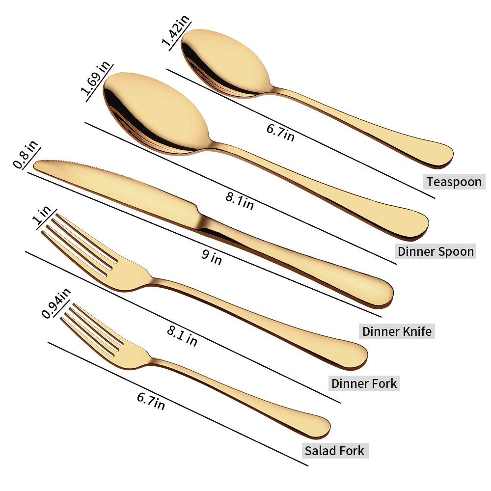 Gold Silverware Set, 20-Piece Flatware Set Service for 4