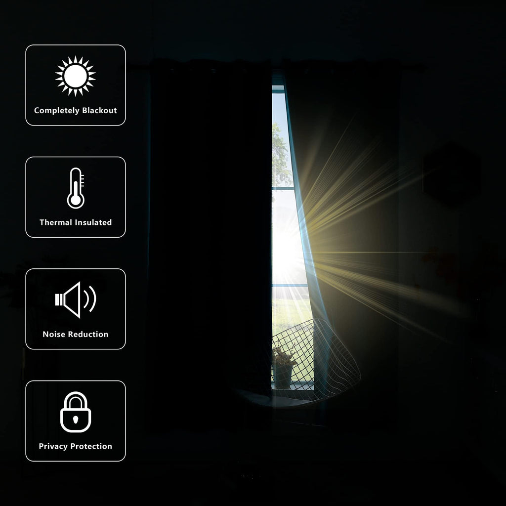 132 Inch Blackout Curtains, 11FT High Ceiling Extra Long Grommet Drapes Bedroom, 2 Panels Set, 11 FT Length 52'' W x