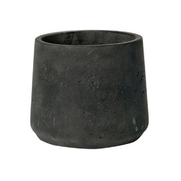Petite Black Planter 6" H x 7" - Black Washed Fiberstone Indoor and Outdoor Flower Pot