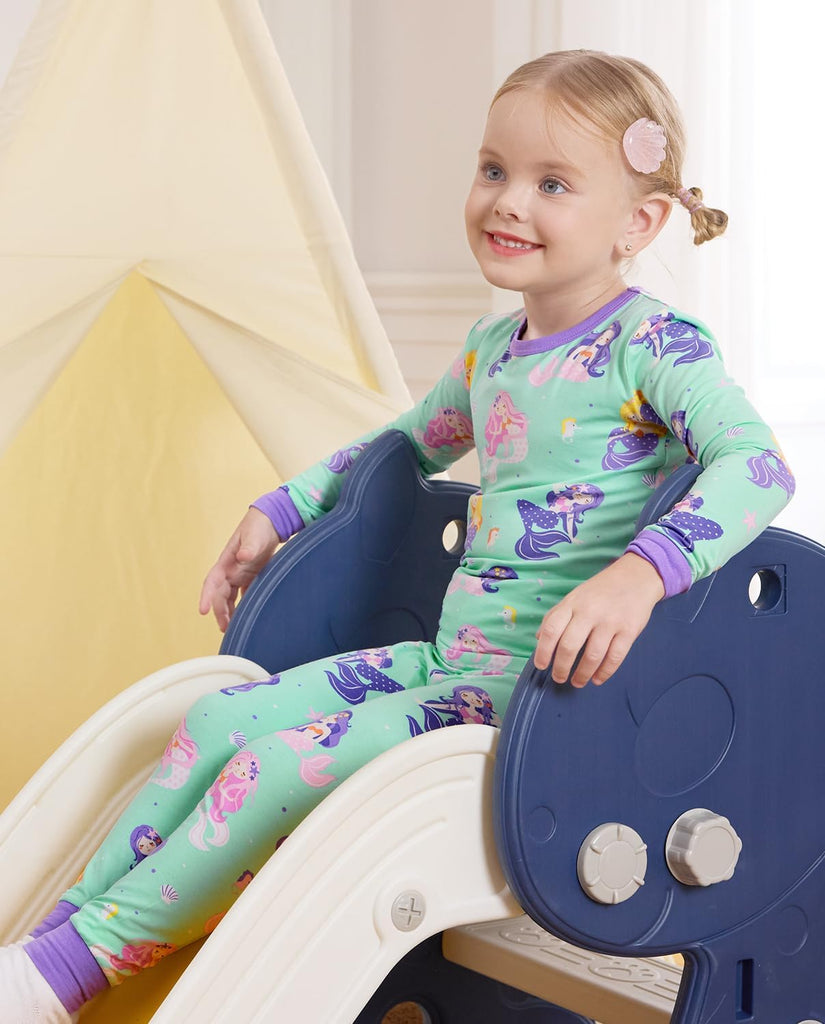 Bamboo Viscose Toddler Girls Kids Pajamas Unicorn Mermaid Pjs Long Sleeve Snug fit 12M- 2pcs Soft Jammies